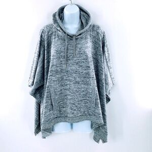 Athleta Womens Hooded Poncho Grey Oversized Blissful Workout Cover Up Top Sz S